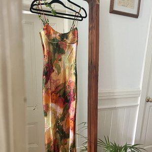 Micas Abstract Midi Slip Dress